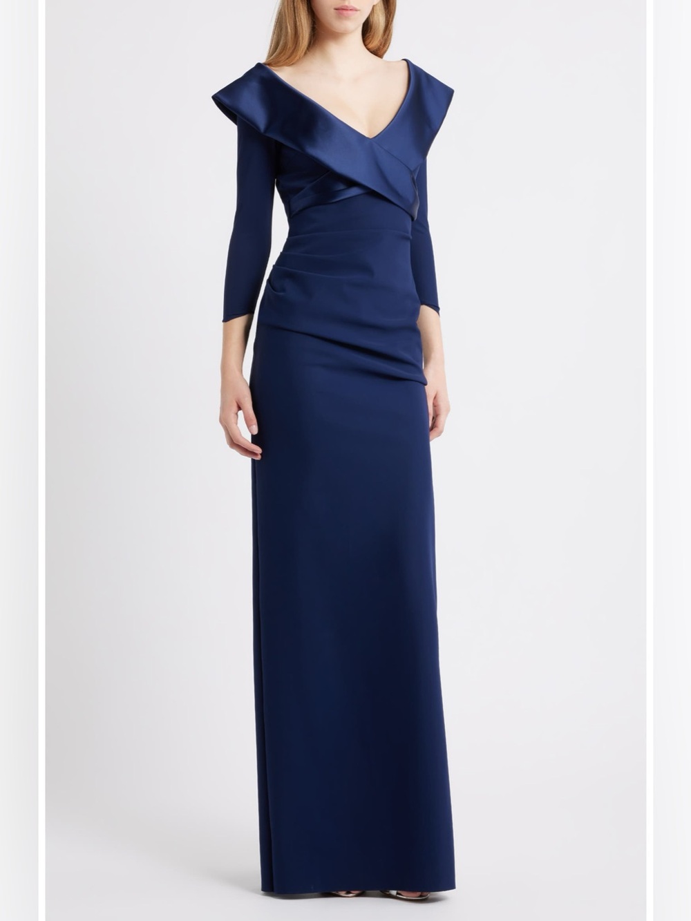 New Chiara Boni Blue Suli Ra Wrap Front Column Dress Maxi IT 38 US 2